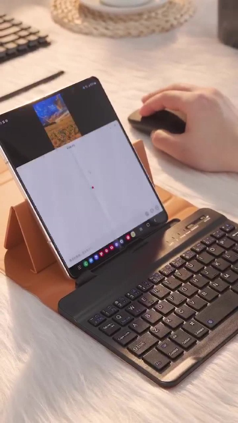 Bluetooth Keyboard Case: Black Premium Leather Lightweight Design - Integrated Pen Slot All-in-one Solution for Samsung ZFold5 Travel & Daily Use - Image 2