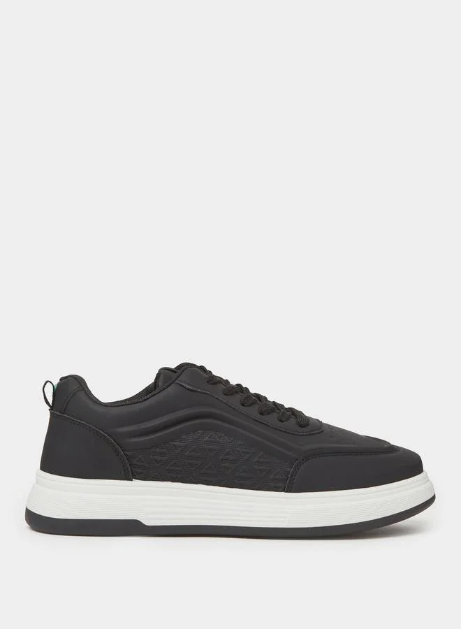 Styli Black Lace-Up Urban Sports Sneakers