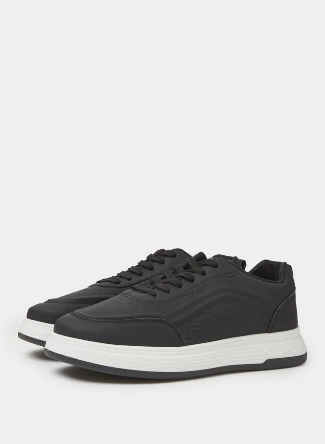 Styli Black Lace-Up Urban Sports Sneakers
