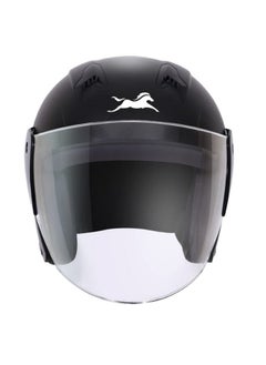TVS TVS Open Face Helmet for Men and Women, ISI DOT Certified, Matt Finish, Clear Visor, Size L, Black Colour  - Image 2