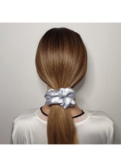 Sufermoe 6 Pcs Satin Silk Scrunchies - Soft Hair Ties, Fashion Hair Bands, Bows, Elastic Bracelets, and Ponytail Holders for Women and Girls (4.5 Inch, Blue and Gray)  - Image 2