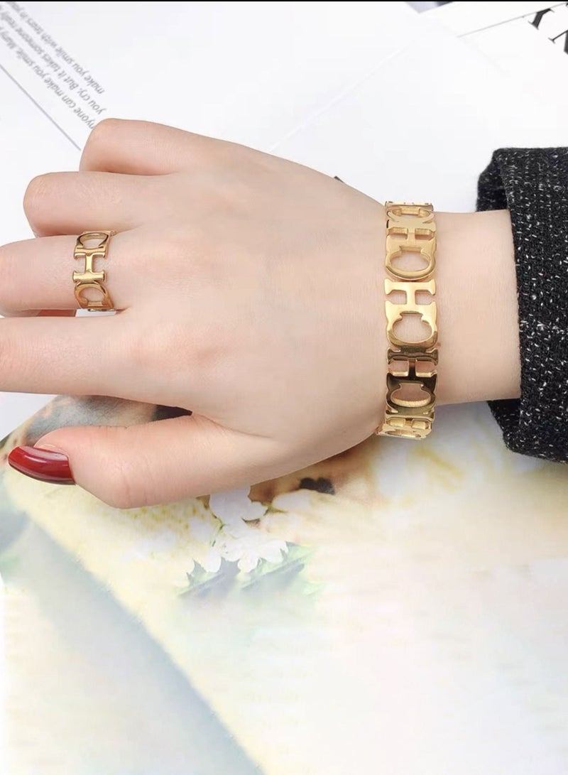 LAOONT A Set Consisting of a Bracelet and A Ring with An Elegant Design for Women - Image 2