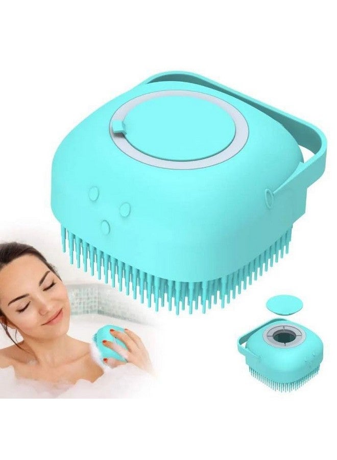 Sv designer Silicone Bath Body Scrubber with Handle, Soft Bristles, Turquoise - Image 1