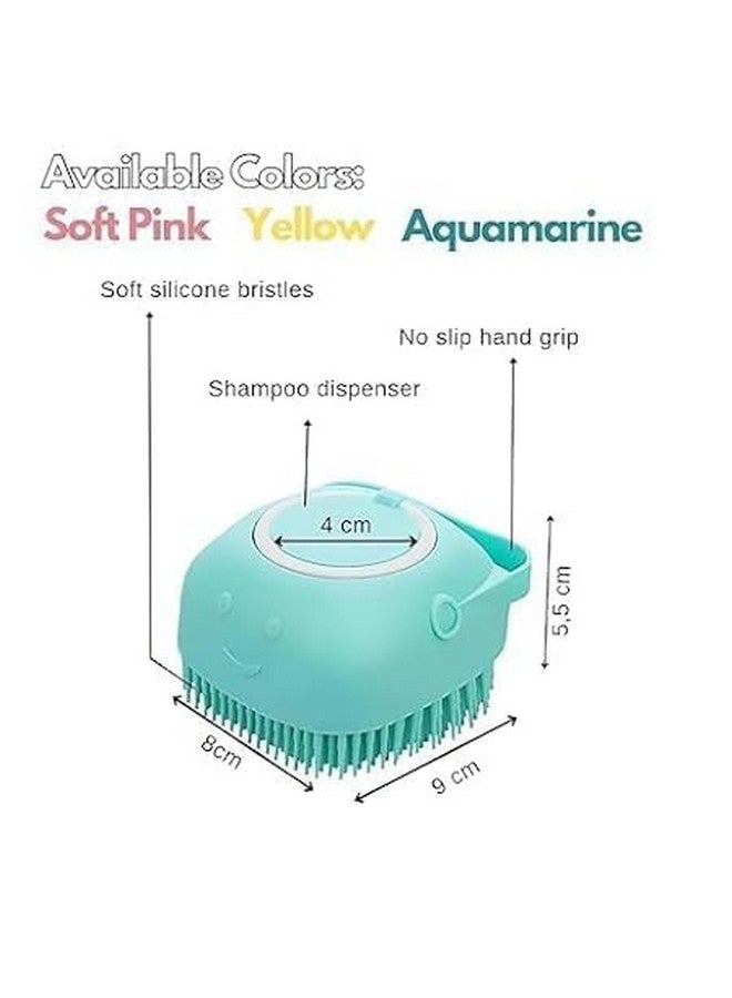 Sv designer Silicone Bath Body Scrubber with Handle, Soft Bristles, Turquoise - Image 3
