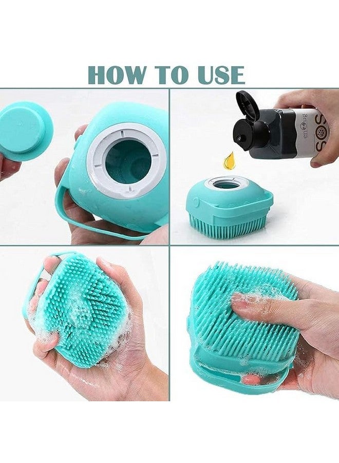 Sv designer Silicone Bath Body Scrubber with Handle, Soft Bristles, Turquoise - Image 2