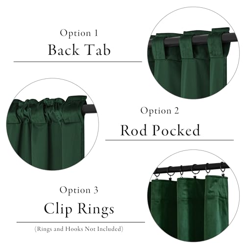 KGORGE Velvet Blackout Curtains 84 inches Luxury Soundproof Room Darkening Thermal Insulated Dark Green Velvet Curtains for Living Room French Door, Rod Pocket, Set of 2, W52 x L84, Hunter Green - Image 4