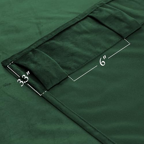 KGORGE Velvet Blackout Curtains 84 inches Luxury Soundproof Room Darkening Thermal Insulated Dark Green Velvet Curtains for Living Room French Door, Rod Pocket, Set of 2, W52 x L84, Hunter Green - Image 5