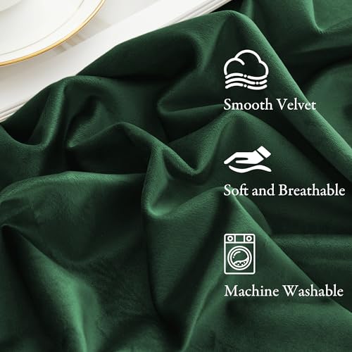 KGORGE Velvet Blackout Curtains 84 inches Luxury Soundproof Room Darkening Thermal Insulated Dark Green Velvet Curtains for Living Room French Door, Rod Pocket, Set of 2, W52 x L84, Hunter Green - Image 2