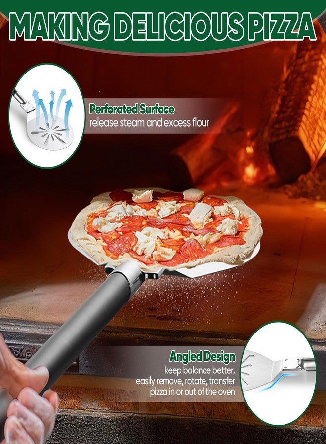 HaSteeL Pizza Peel, 9-Inch Pizza Turning Peel, Pizza Turner for Baking Grilling, Perforated Paddle Spatula with Long Detachable Handle for Rotating, Pizza Oven Accessories - Image 5