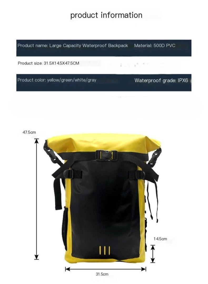 Generic 30L Large Capacity Waterproof Backpack - Outdoor PVC Backpack for River Tracing, Swimming, Drifting, Beach Surfing, Fishing  - Image 2