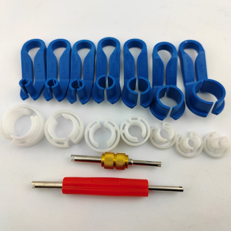 Automobile air conditioning refrigerant fluorine pipe remover compressor cold air pipe fuel pipe buckle quick coupling removal tool(16pc white carton * 205*118*26mm) - Image 1