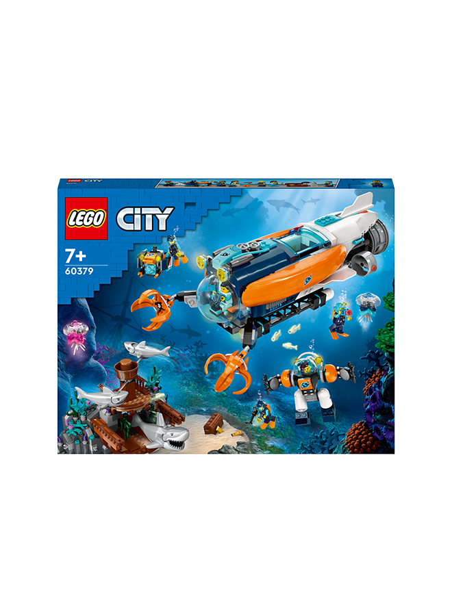 LEGO City Deep-Sea Explorer Submarine 60379 Building Toy Set; Multi-Feature Ocean Playset With Shipwreck Setting, 6 Minifigures And 3 Shark Figures For Imaginative Play; A Gift Idea For Ages 7+ (842 Pieces)