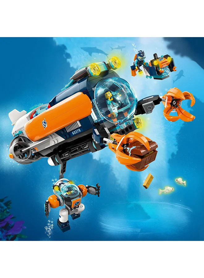 LEGO City Deep-Sea Explorer Submarine 60379 Building Toy Set; Multi-Feature Ocean Playset With Shipwreck Setting, 6 Minifigures And 3 Shark Figures For Imaginative Play; A Gift Idea For Ages 7+ (842 Pieces)