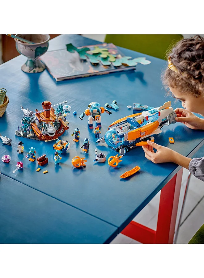 LEGO City Deep-Sea Explorer Submarine 60379 Building Toy Set; Multi-Feature Ocean Playset With Shipwreck Setting, 6 Minifigures And 3 Shark Figures For Imaginative Play; A Gift Idea For Ages 7+ (842 Pieces)