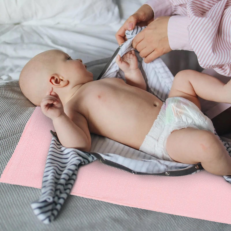 Pink Swaddle Receiving Blanket Set 2pcs Soft Lightweight Wrap With Bow Headband - Image 4