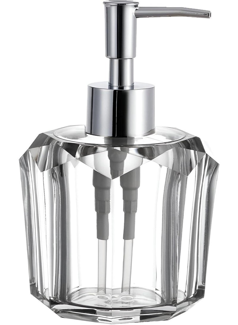 هابي هوم مضخة موزع صابون مصنوع من الأكريليك للحمام والمطبخ،غسيل اليدين القابلة لإعادة التعبئة (بسعة 210 مل - شفاف) ضد الكسر - Image 1
