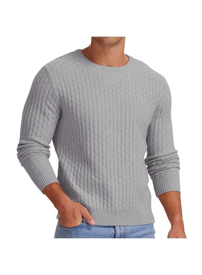 NIBEMINENT Men Knit Pullovers Solid Sweater Long Sleeve Jumpers Round Neck Sweaters Casual Slight Strech Spliced Male Autumn - Image 1
