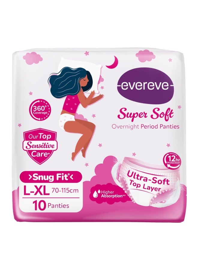 Evereve Super Soft Period Panty For Girls & Women, (L-XL), 10 Pcs, 360 Degree Overnight Coverage, Ultra-Soft Top Layer, High Absorbency For Heavy Flow, Maternity Postpartum Disposable Panty - Image 1