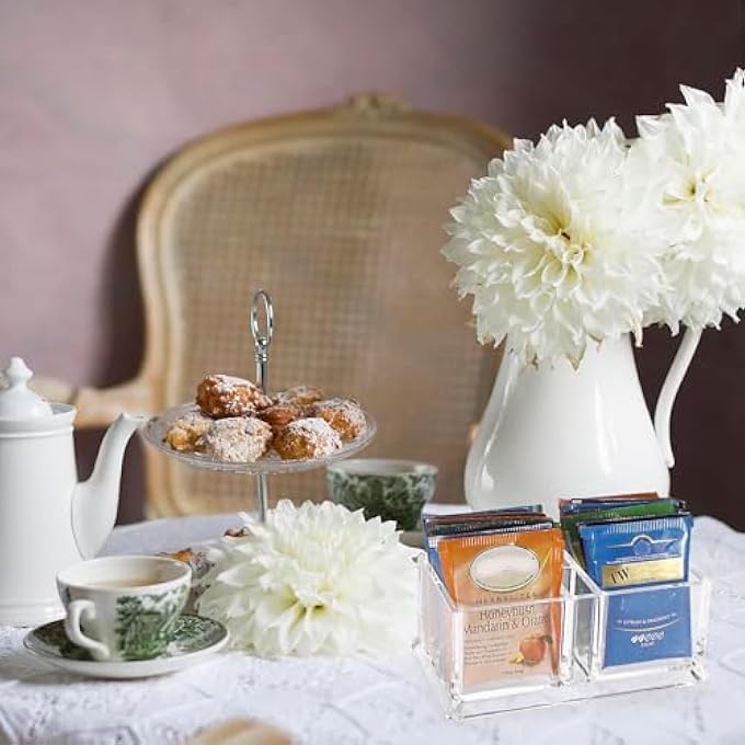 كاست ويف حامل أكياس الشاي الأكريليكي مع صندوق تخزين شبكي لأكياس القهوة والسكر ومنظم شفاف لغرفة الضيوف وطاولة المطبخ - Image 5