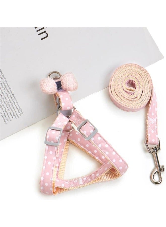 PETSARY Cat and Dog Harness Summer Polka Dot Pattern Dog Harness Without Pulling Force | Walking pet Strap, with 2 Metal Ring and Handle Adjustable | Suitable for Small and Medium-Sized Cats and Dogs - Image 1