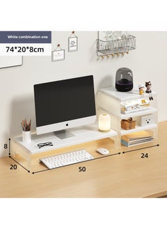 Station Computer Rack Laptop Portable Computer Bracket Desktop Display Pad High Storage Rack Storage Rack-Color:Combination-Storage Cabinet Suspension Acrylic-White
