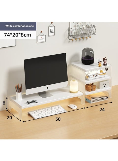 Station Computer Rack Laptop Portable Computer Bracket Desktop Display Pad High Storage Rack Storage Rack-Color:Combination-Storage Cabinet Suspension Acrylic-White