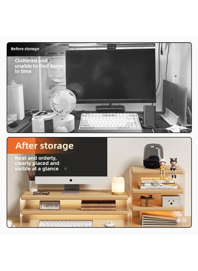Generic - Station Computer Rack Laptop Portable Computer Bracket Desktop Display Pad High Storage Rack Storage Rack-Color:Combination-Storage Cabinet Suspension Acrylic-White - Image 1