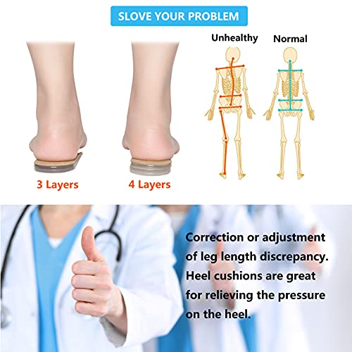 JUMPOW Heel Lifts for Leg Length Discrepancy, 4 Layers, Adjustable Orthopedic Shoe Heel Lift, Height Increase Insole, Heel Spurs, Achilles Tendonitis, Heel Pain, Heel Cushion Inserts for Women & Men - Image 2