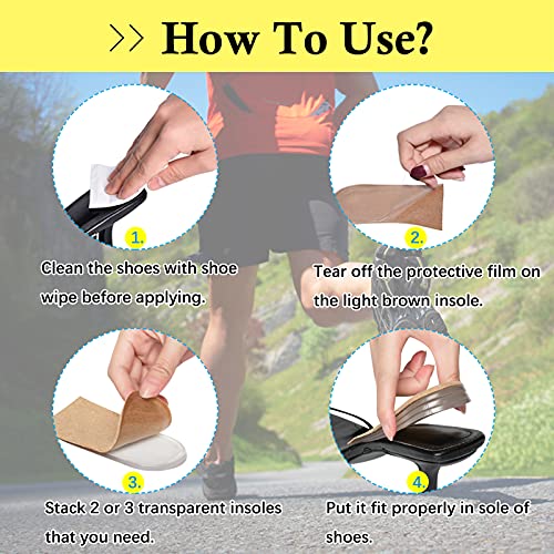 JUMPOW Heel Lifts for Leg Length Discrepancy, 4 Layers, Adjustable Orthopedic Shoe Heel Lift, Height Increase Insole, Heel Spurs, Achilles Tendonitis, Heel Pain, Heel Cushion Inserts for Women & Men - Image 5