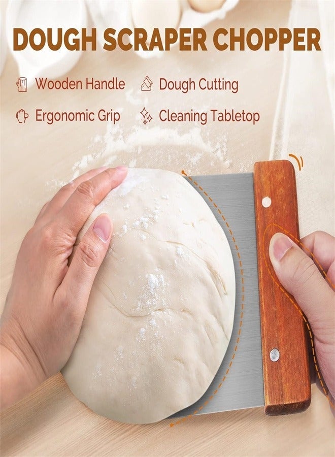 Bread Banneton Proofing Basket, 9 Inch Round u0026 10 Inch Oval Cane Natural Rattan Proofing Baskets with Bread Lame + Dough Scraper Linen Liner Basting Brush for Professional and Home Bakers - Image 5