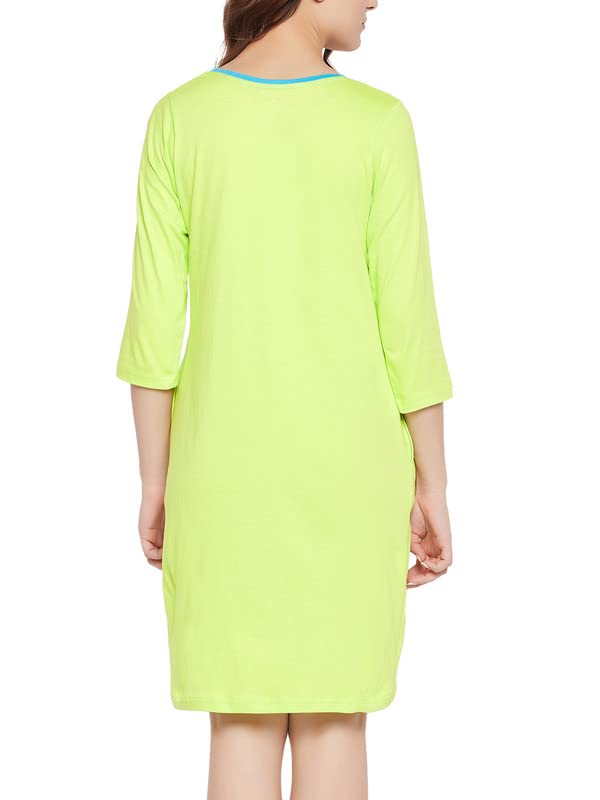 Clovia Women's Cotton Graphic Print Sleep Short Nightdress (NS1233A11_Green_S) - Image 4