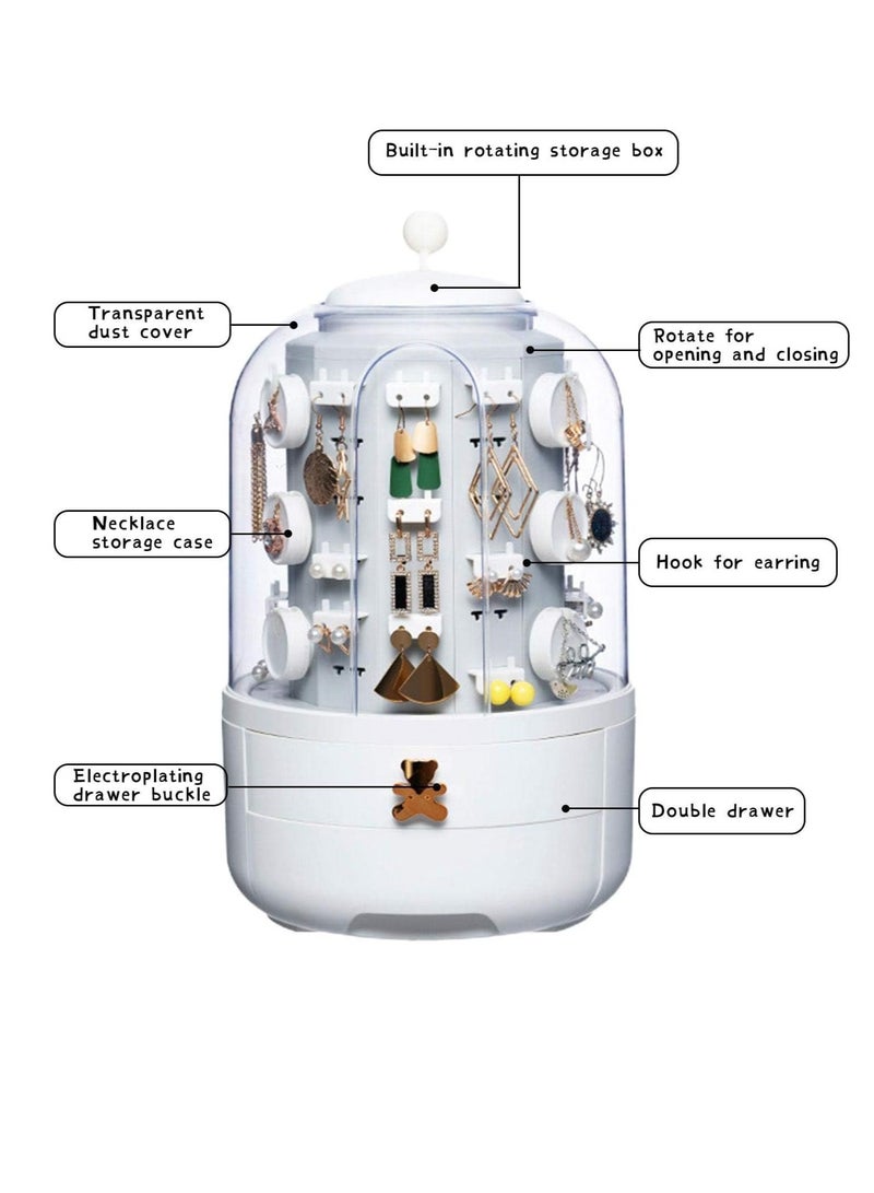 SOLARAE منظم أقراط مع 5 طبقات - رف عرض تخزين المجوهرات للأقراط والأساور والقلائد | حامل أقراط أنيق مع خطافات دائرية ومربعة باللون الأبيض والأخضر - Image 4