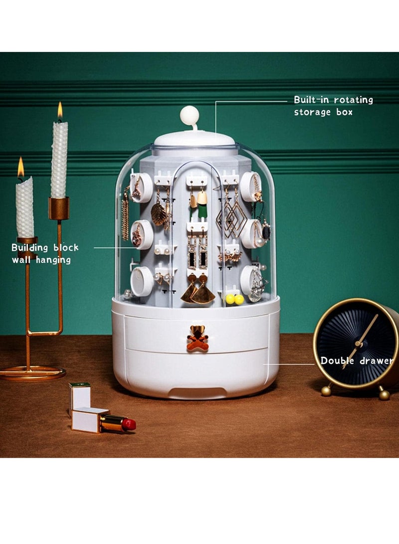 SOLARAE منظم أقراط مع 5 طبقات - رف عرض تخزين المجوهرات للأقراط والأساور والقلائد | حامل أقراط أنيق مع خطافات دائرية ومربعة باللون الأبيض والأخضر - Image 2