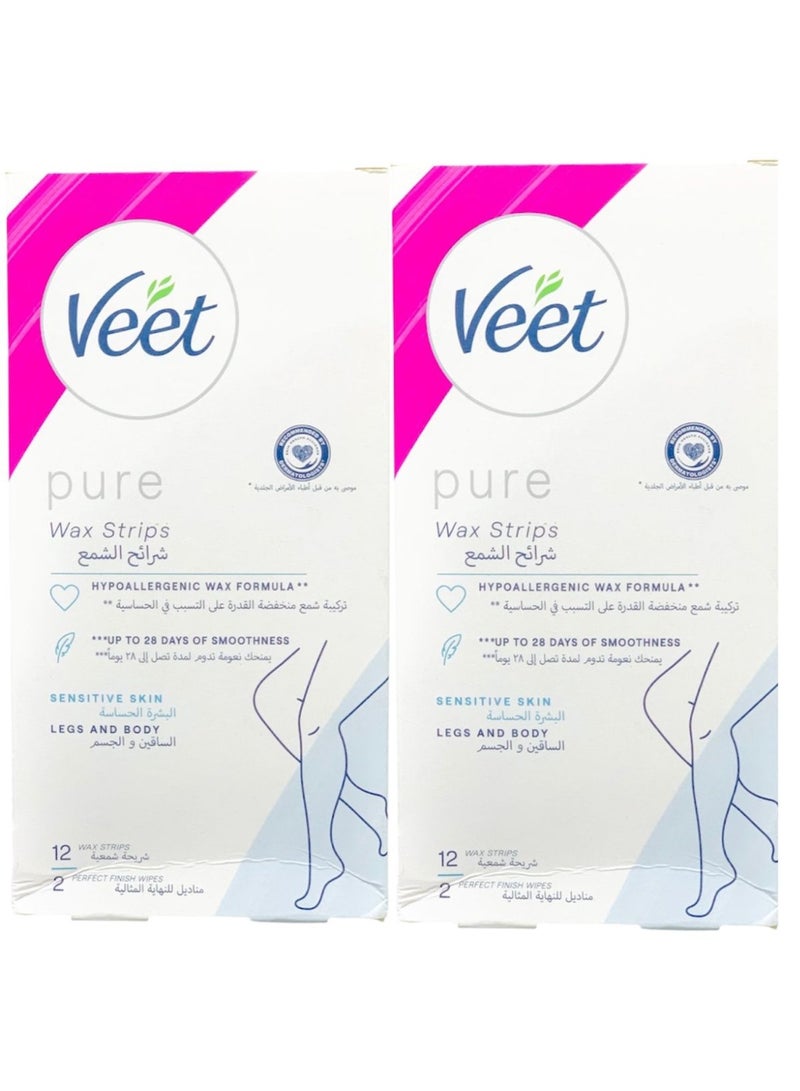 Veet Hair Removal Wax Stripes For Sensitive Skin For Legs And Body(2 Pc)