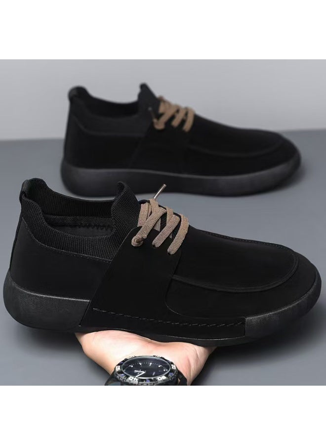 NIBEMINENT Men Sneakers Fashion Suede Casual Shoe Non Slip Personality Man Sports Shoes Hard-wearing Lace Up Four Seasons Sneaker