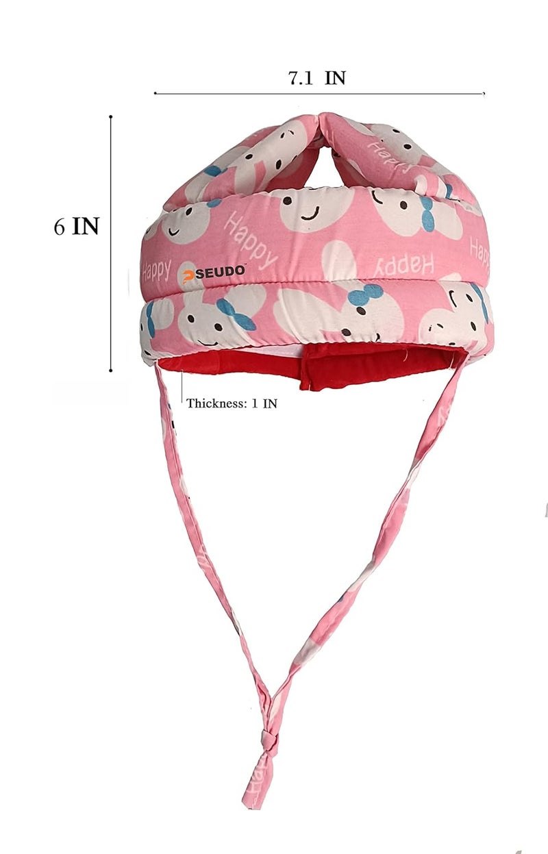 PSEUDO Baby Toddlers Kids Child Head Back Safety Protector Pad Cushion Pillow with Straps (Happy Pink) - Image 4