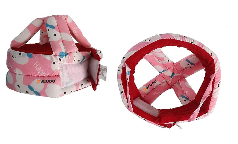 PSEUDO Baby Toddlers Kids Child Head Back Safety Protector Pad Cushion Pillow with Straps (Happy Pink) - Image 3