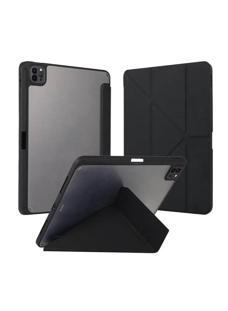 General Jarttarn Clear Back Cover for iPad Pro 11" Phone Case 2024 (5th Generation) Tablet, Smart Magnetic Flip Stand Soft TPU Back with Pencil Holder and Auto Sleep Wake iPad Pro 11 