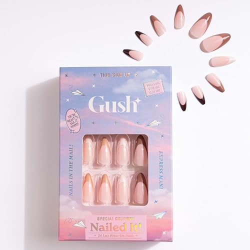 Gush Beauty Press On Nails | Reusable Extensions | Artificial Nails Set | Long Lasting Design | Glue Tabs and nail glue included | Pack of 24 Nails | For women (Shades Of Brown- Medium Almond) - Image 4