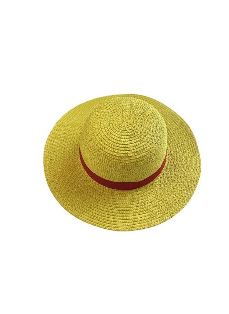 JUNYOUK - Luffy Straw Hat Anime Cartoon Sunscreen Straw Hat Japanese Cosplay One Piece Cap Straw Hat Neck String Luffy Flat Hats For Adult - Image 1