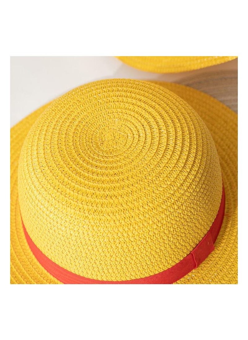 JUNYOUK - Luffy Straw Hat Anime Cartoon Sunscreen Straw Hat Japanese Cosplay One Piece Cap Straw Hat Neck String Luffy Flat Hats For Adult - Image 1