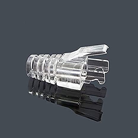 Seth Enterprises RJ45 Cat6 Transparent Boot for Passthrough Connector | Ethernet Strain Relief Cover for Cat5e Cat6 LAN Cable | Modular Plug Protector for Network Patch Cord (50pcs Pack) - Image 1