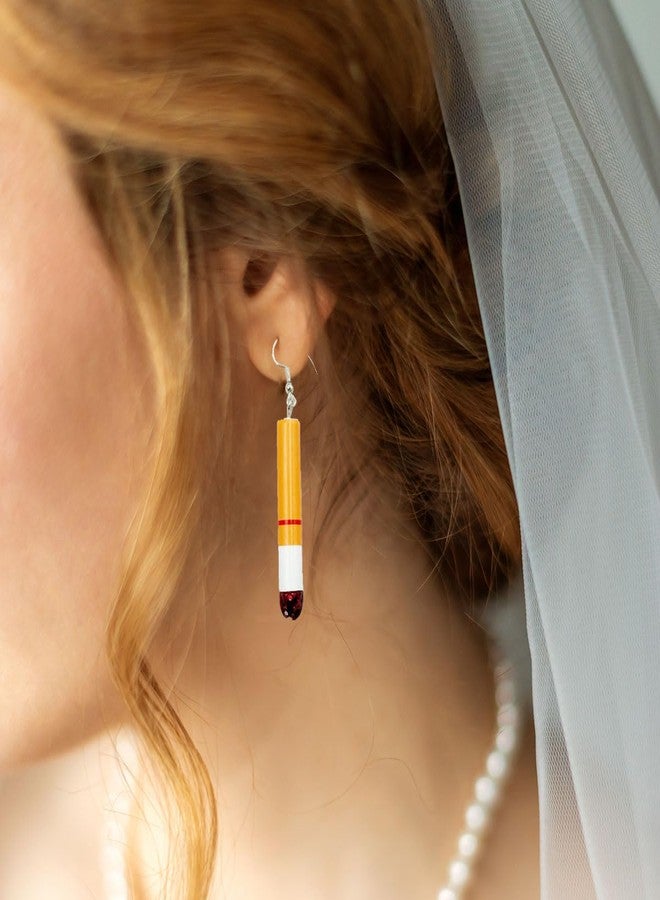 Suartus Creative Funny Cigarette Butt Earrings, 2 Pairs Wacky Lifelike Cigarette Earrings Unisex Cool Punk Asymmetrical Dangle Drop Earring Jewelry - Image 5