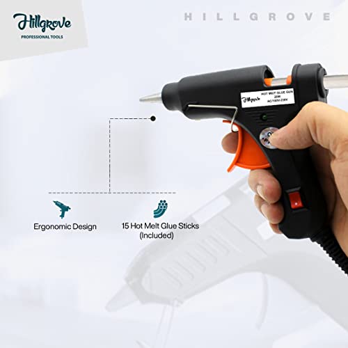 Hillgrove Electric Mini 20 Watt Black Small Hot Gum Glue Gun With 15 Pcs Hot Melt Glue Stick for Craft, Art, Decoration Work Standard Temperature Corded Glue Gun (7 mm) - Image 5