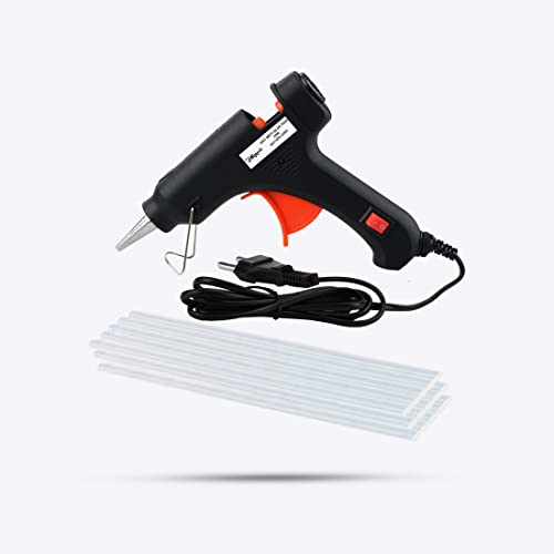 Hillgrove Electric Mini 20 Watt Black Small Hot Gum Glue Gun With 15 Pcs Hot Melt Glue Stick for Craft, Art, Decoration Work Standard Temperature Corded Glue Gun (7 mm) - Image 1