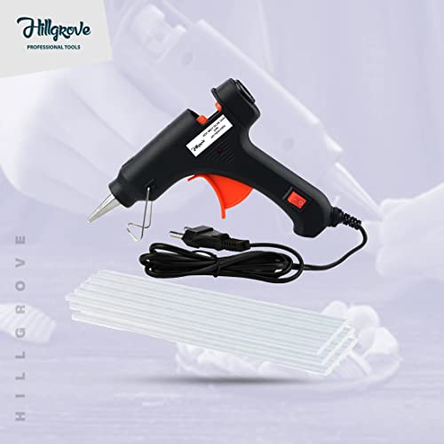Hillgrove Electric Mini 20 Watt Black Small Hot Gum Glue Gun With 15 Pcs Hot Melt Glue Stick for Craft, Art, Decoration Work Standard Temperature Corded Glue Gun (7 mm) - Image 2