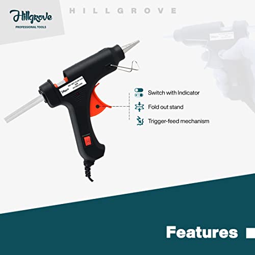 Hillgrove Electric Mini 20 Watt Black Small Hot Gum Glue Gun With 15 Pcs Hot Melt Glue Stick for Craft, Art, Decoration Work Standard Temperature Corded Glue Gun (7 mm) - Image 4