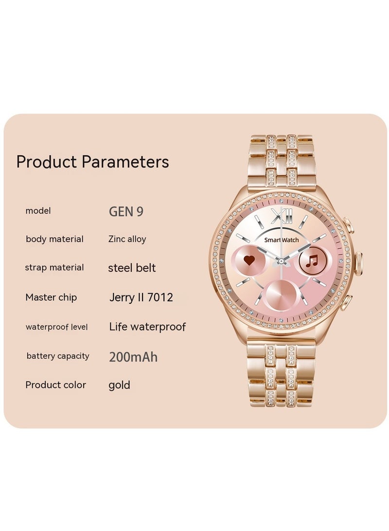 Gen 9 Round Display Stainless Steel Luxury Smart Watch, Bluetooth Calling & 360 Health Monitoring, 123 Sports Modes, Inbuilt Voice Assistant, Activity Trackers(Rose Gold) - Image 2