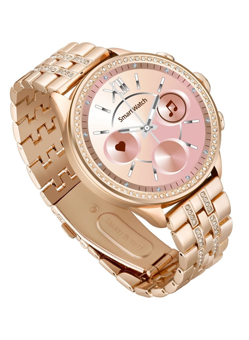 Gen 9 Round Display Stainless Steel Luxury Smart Watch, Bluetooth Calling & 360 Health Monitoring, 123 Sports Modes, Inbuilt Voice Assistant, Activity Trackers(Rose Gold) - Image 5