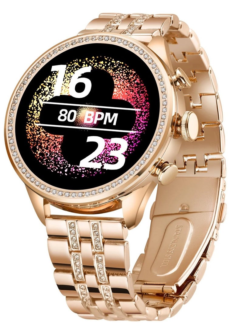 Gen 9 Round Display Stainless Steel Luxury Smart Watch, Bluetooth Calling & 360 Health Monitoring, 123 Sports Modes, Inbuilt Voice Assistant, Activity Trackers(Rose Gold) - Image 3